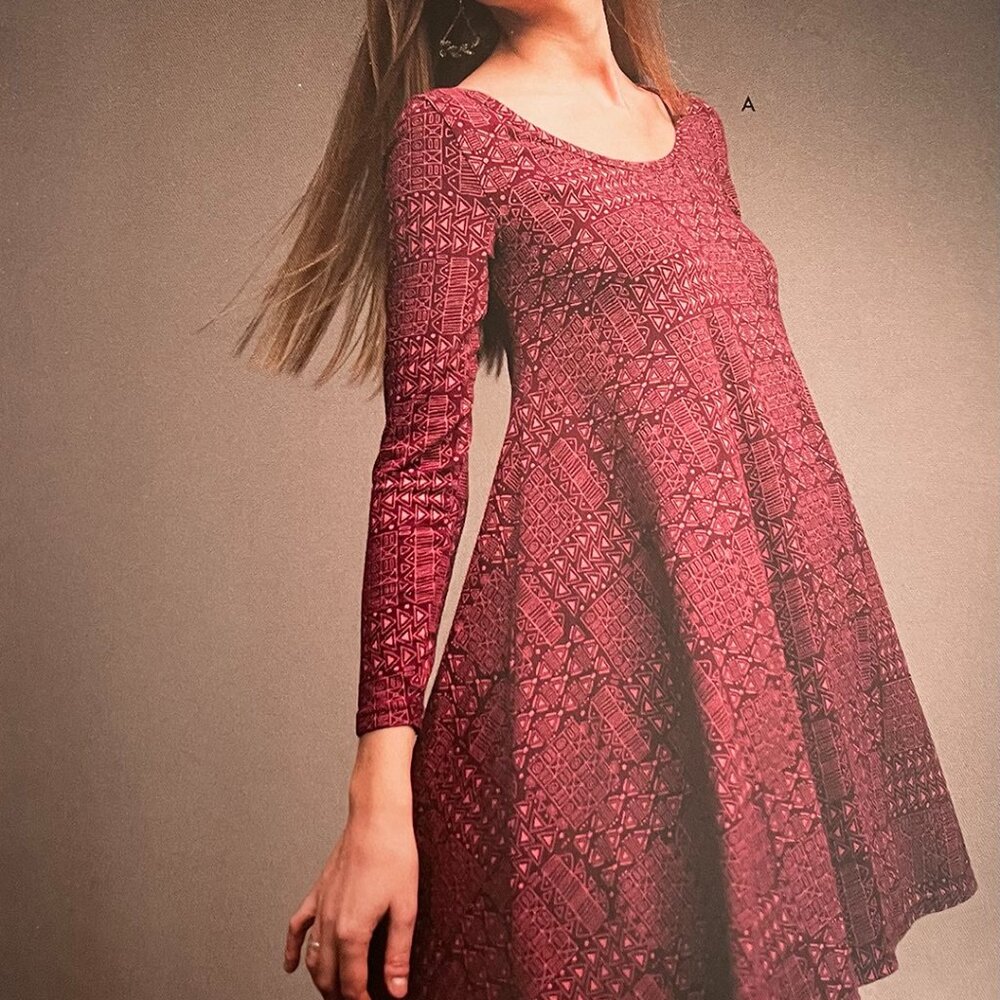 Mata Traders Knit Flounce Dress Maroon